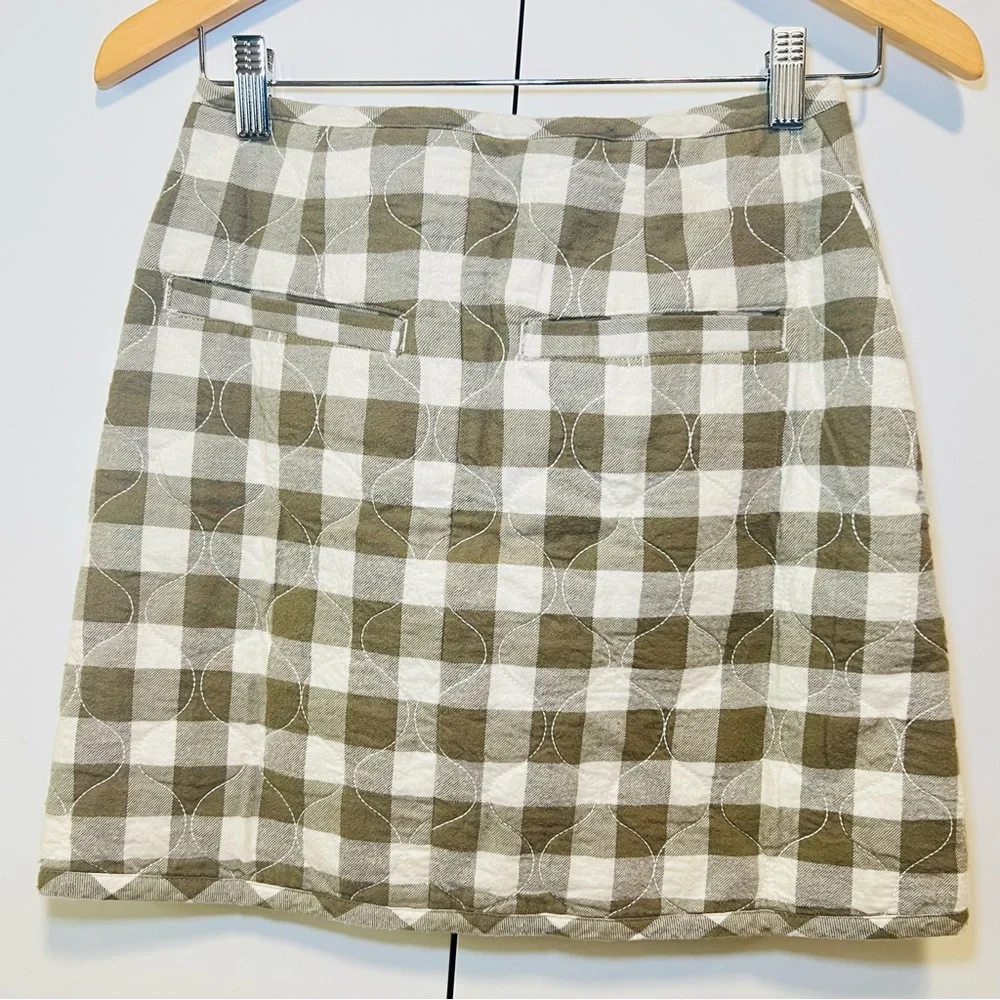 Madewell Quilted Flannel Mini Skirt in Gingham Check - Distant Surplus - 00 -NWT